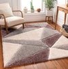 Grey Cream 3D Microfiber&Silk Shaggy Rug