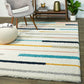 White Multicolor Microfiber Shaggy Rug