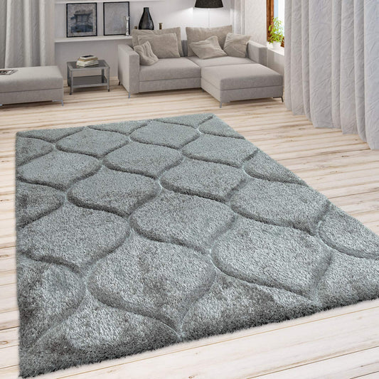 Dark Grey 3D Microfiber&Silk Shaggy Rug