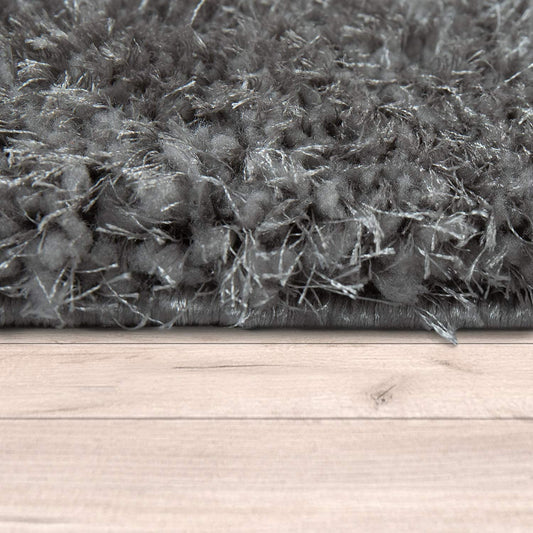 Dark Grey 3D Microfiber&Silk Shaggy Rug