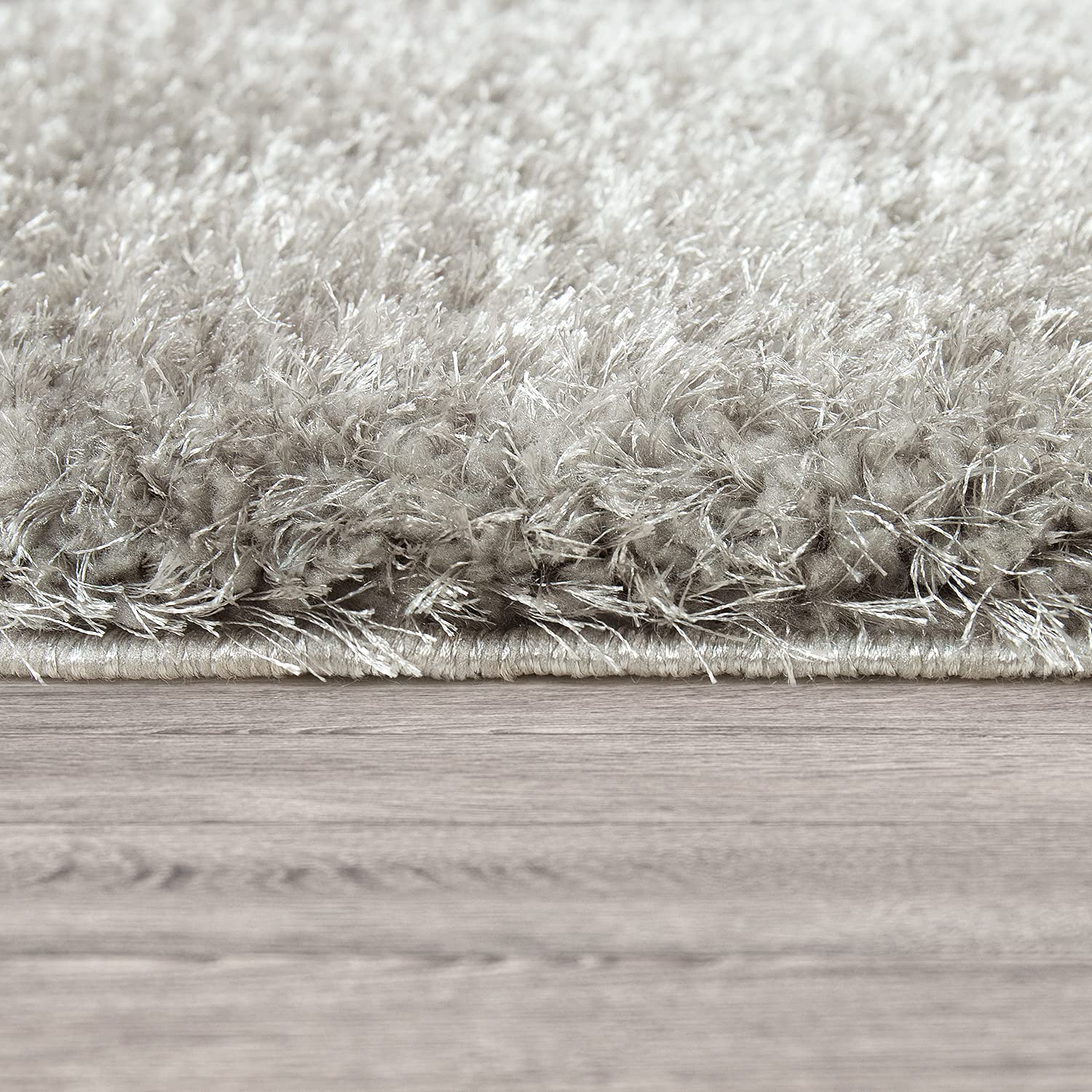 Grey 3D Microfiber & Silk Shaggy Rug