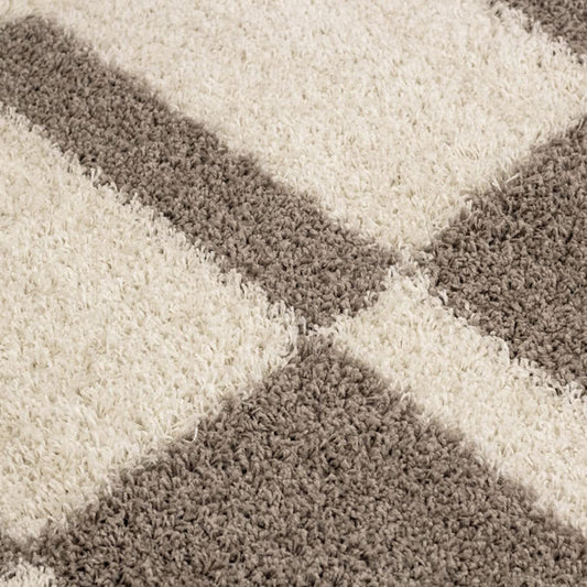 Brown Beige Microfiber Shaggy Rug