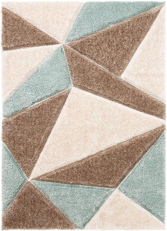 Aqua Brown 3D Microfiber&Silk Shaggy Rug