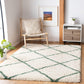 Ivory Green Diamond Trellis Microfiber Shaggy Rug