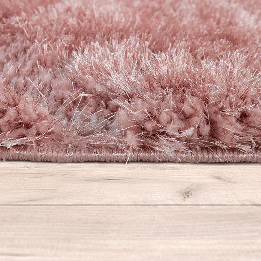 Pink 3D Microfiber&Silk Shaggy Rug