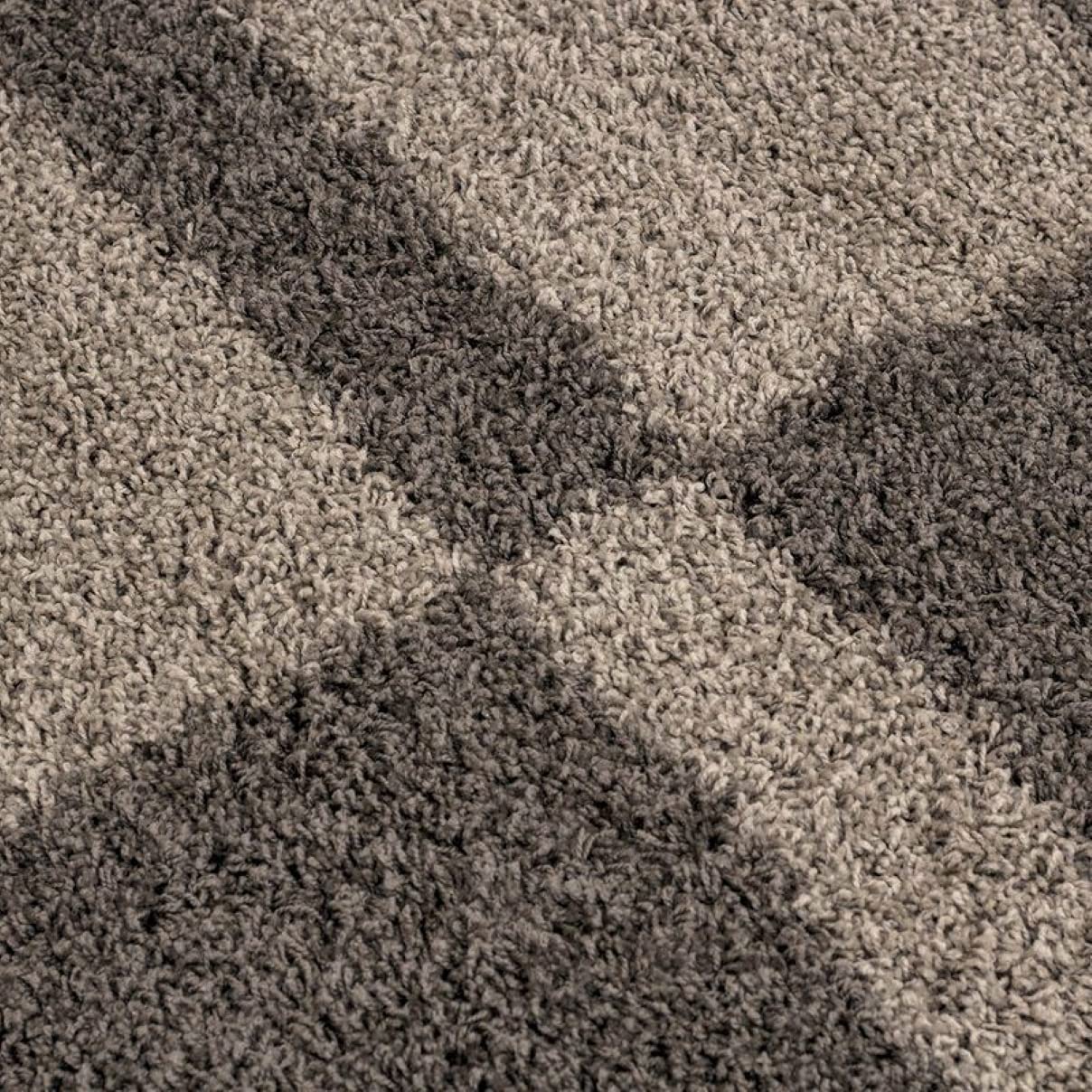 Brown Grey Microfiber Shaggy Rug