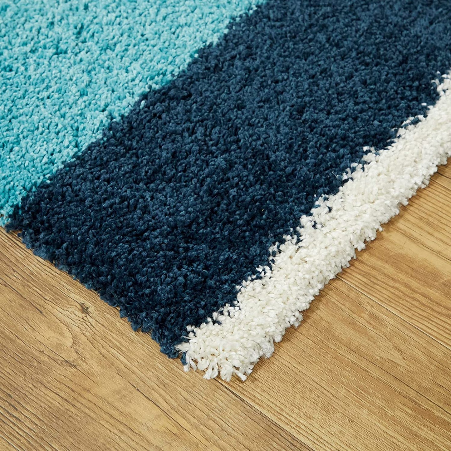 White Multicolor Microfiber Shaggy Rug