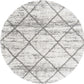 Grey Beige Diamond Trellis Microfiber Shaggy Rug