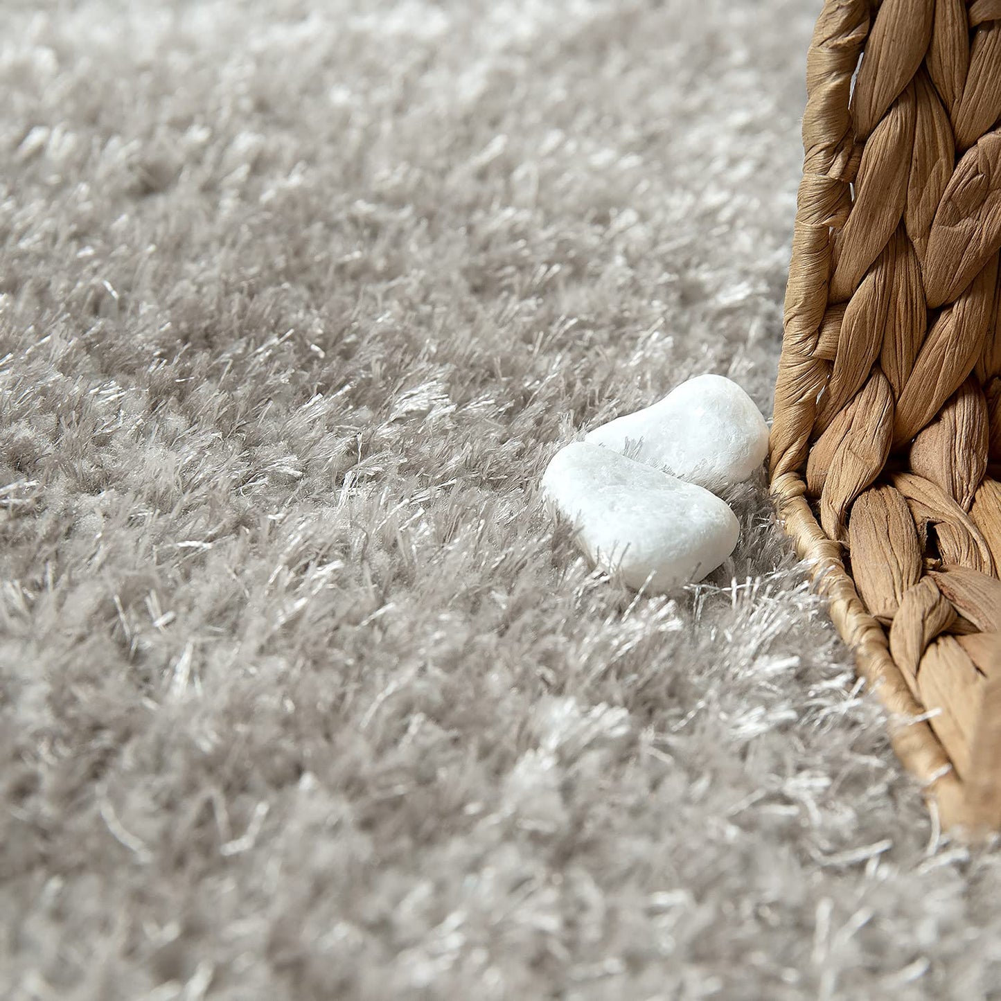 Grey 3D Microfiber&Silk Shaggy Rug