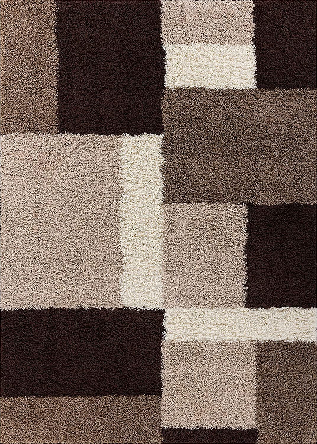 Brown Multicolor Microfiber Shaggy Rug