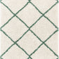 Ivory Green Diamond Trellis Microfiber Shaggy Rug