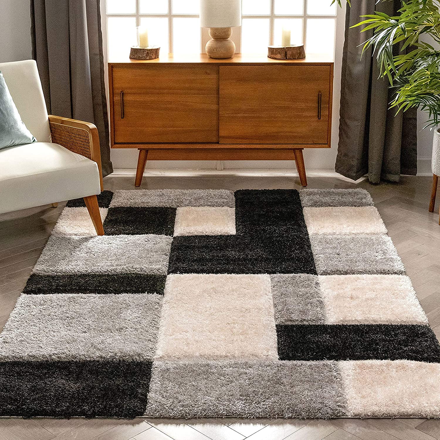 Black Fluffy Shaggy Rug