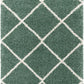 Green Ivory Diamond Trellis Microfiber Shaggy Rug