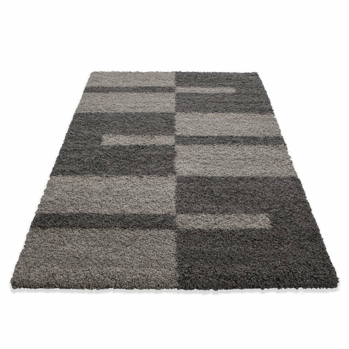 Brown Grey Microfiber Shaggy Rug