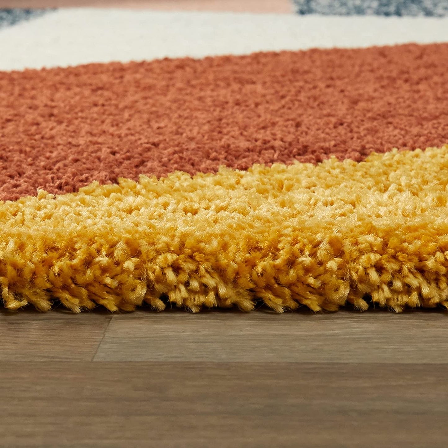 Red White Multicolor Microfiber Shaggy Rug