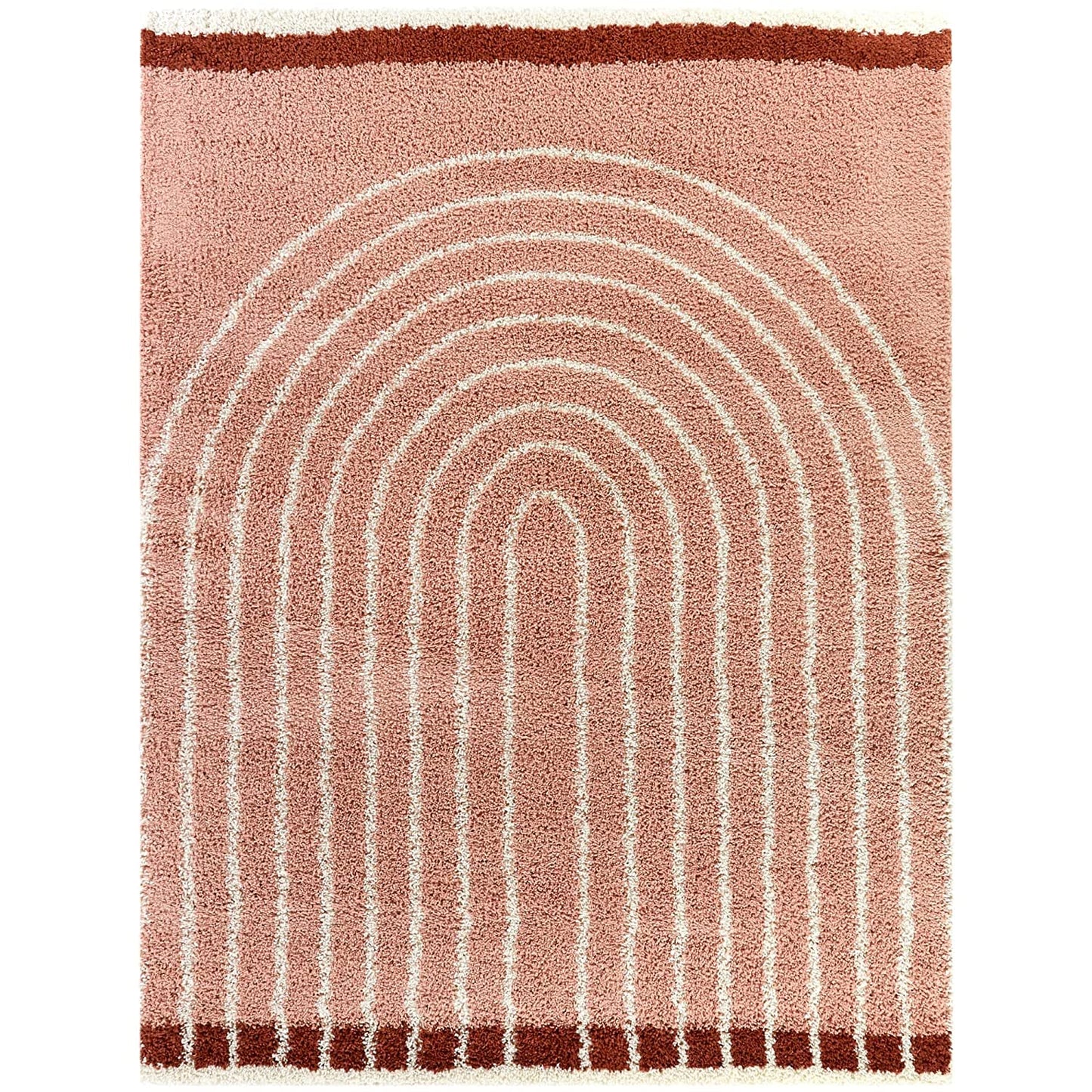 White Pink Modern Microfiber Shaggy Rug