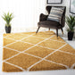 Yellow Ivory Diamond Trellis Microfiber Shaggy Rug