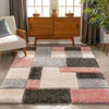Pink Grey 3D Microfiber&Silk Shaggy Rug