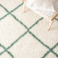 Ivory Green Diamond Trellis Microfiber Shaggy Rug