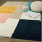 White Multicolor Microfiber Shaggy Rug