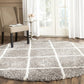 Grey Ivory Diamond Trellis Microfiber Shaggy Rug