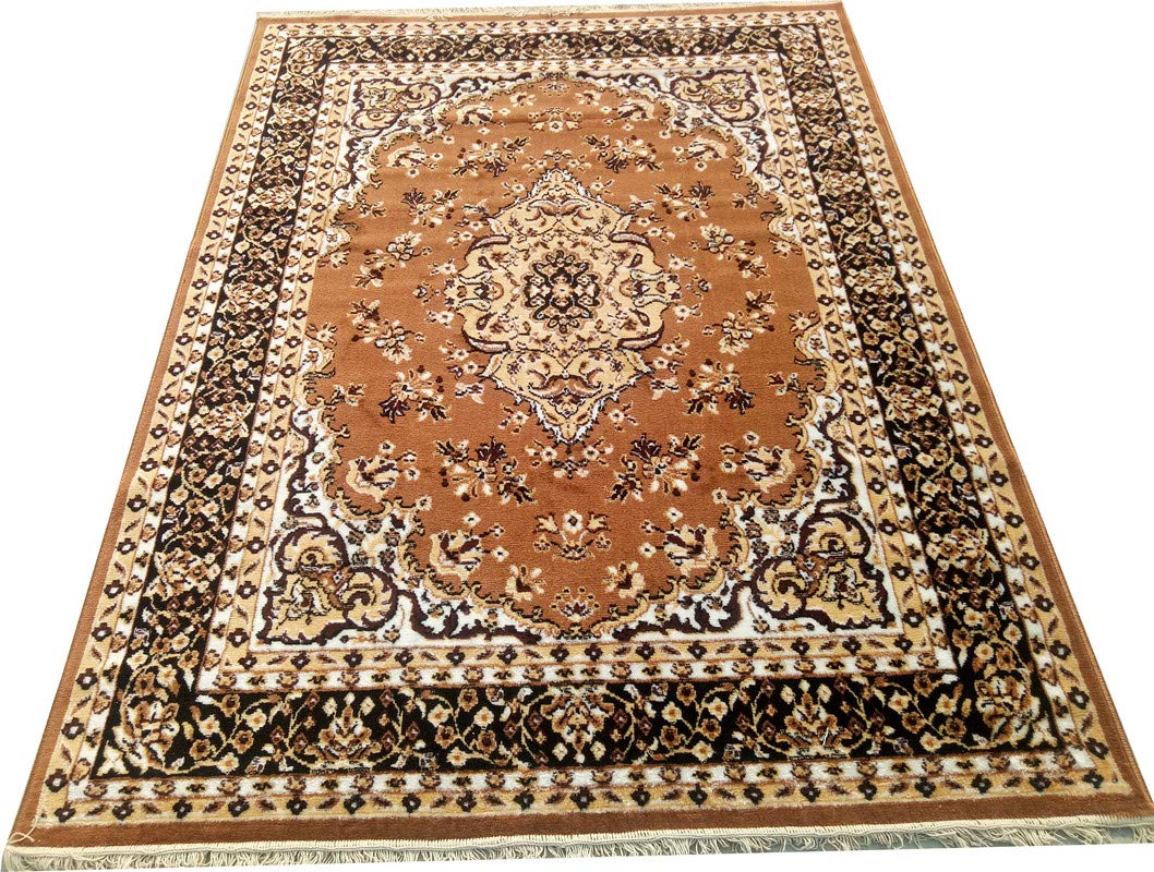 Brown Traditional Washable Polyester Carpet