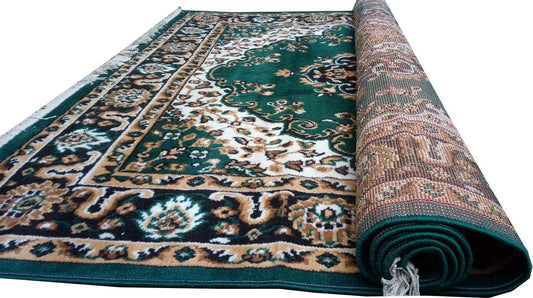 Green Traditional Washable Polyester Carpet