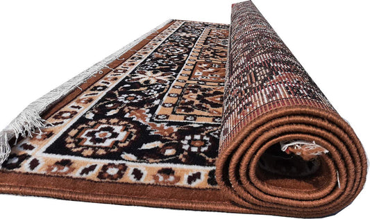 Brown Traditional Washable Polyester Carpet