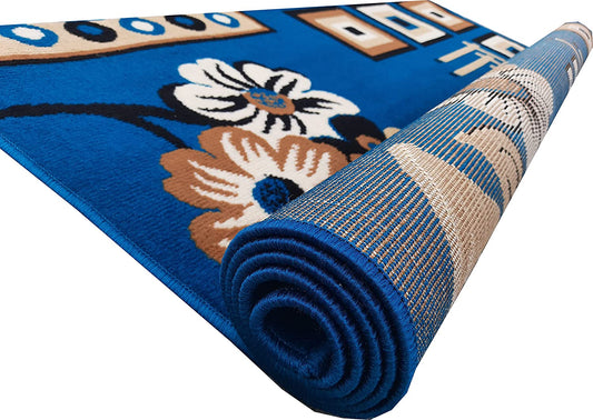 Blue Washable Polyester Carpet