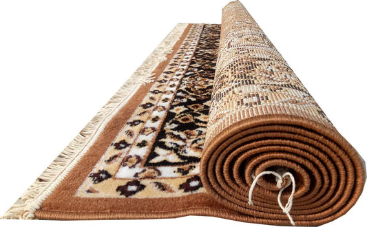 Brown Traditional Washable Polyester Carpet