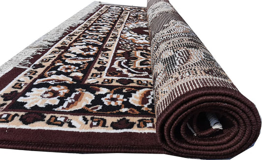 Brown Traditional Washable Polyester Carpet