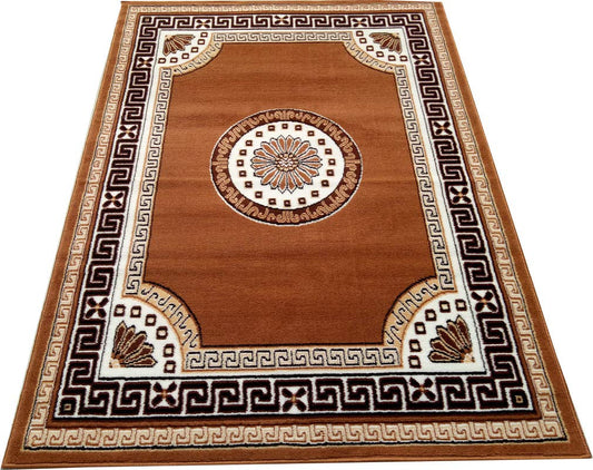 Brown Traditional Washable Polyester Carpet