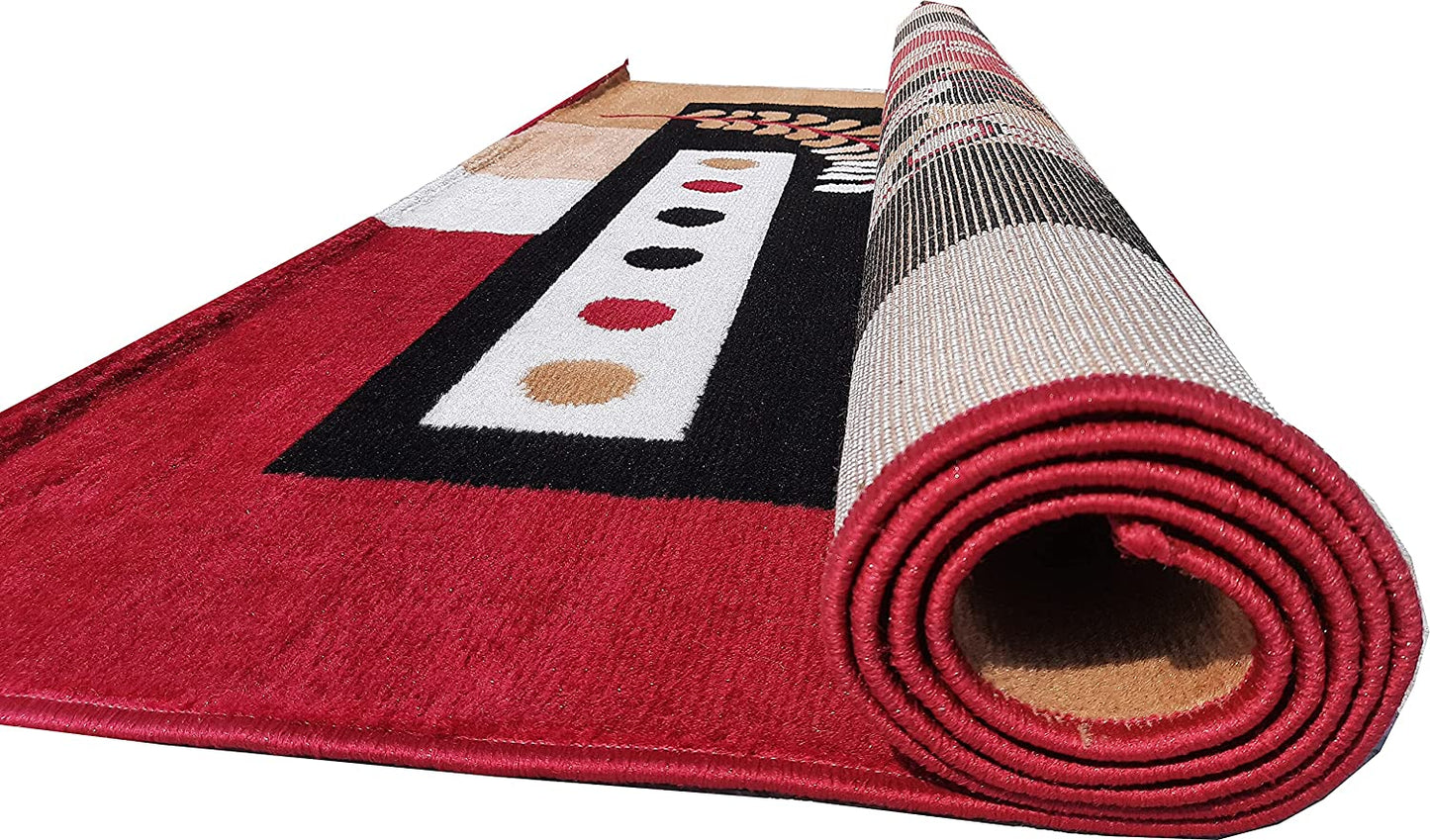 Red Washable Polyester Carpet