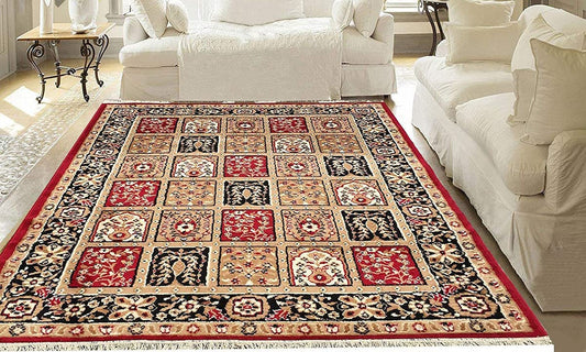 Red Traditional Washable Polyester Carpet