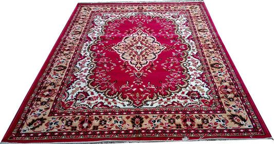 Red Traditional Washable Polyester Carpet