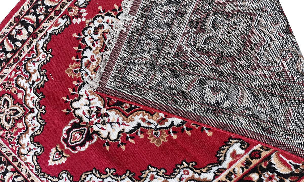 Red Traditional Washable Polyester Carpet