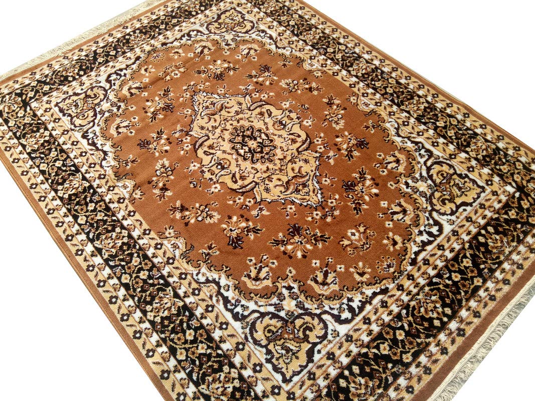 Brown Traditional Washable Polyester Carpet