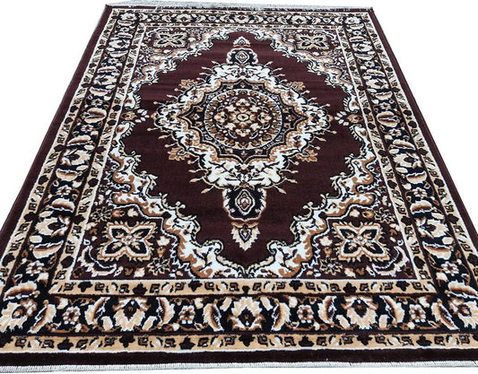 Brown Traditional Washable Polyester Carpet