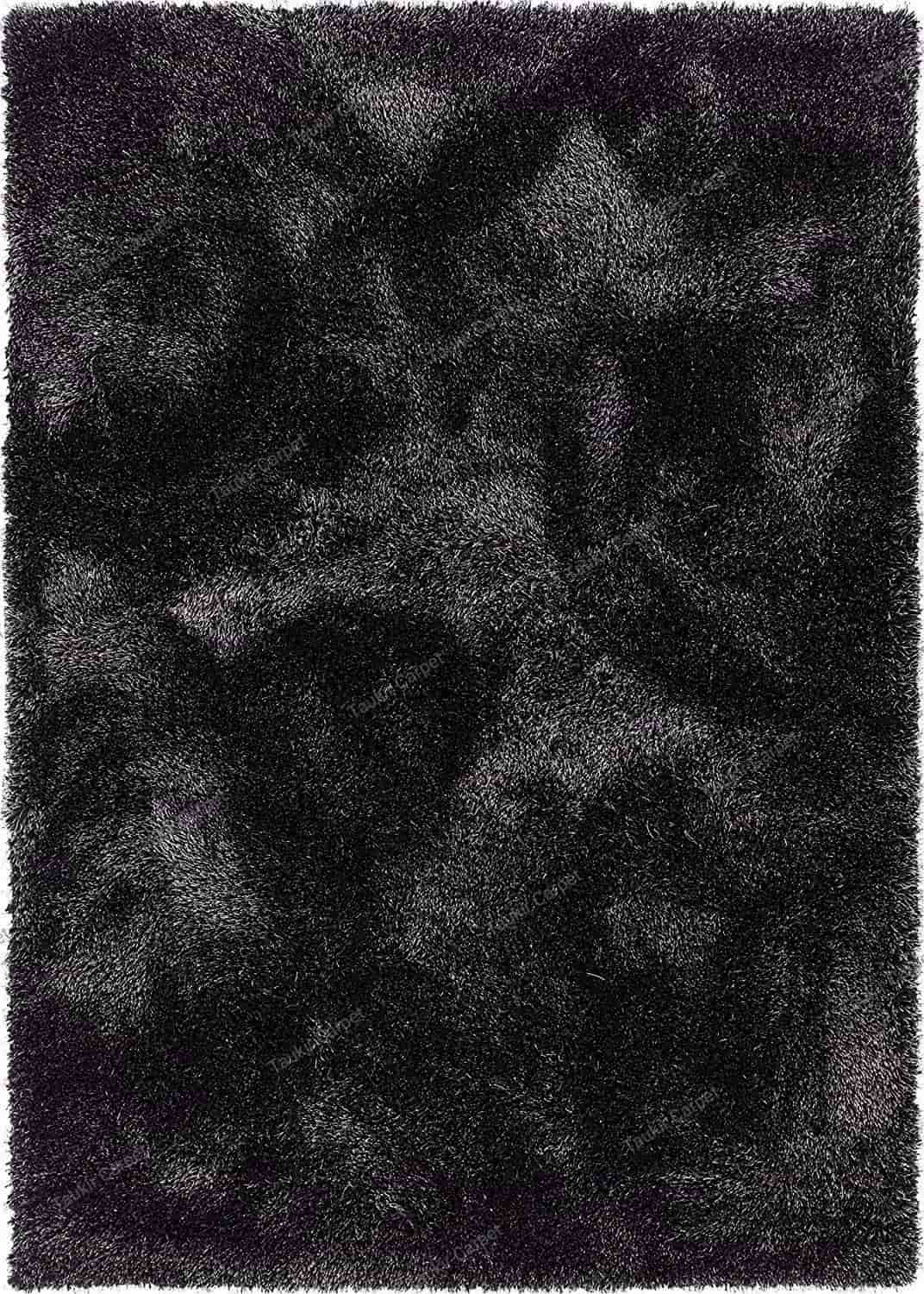 Full top-down view of black shag rug pile pattern - RugNoor