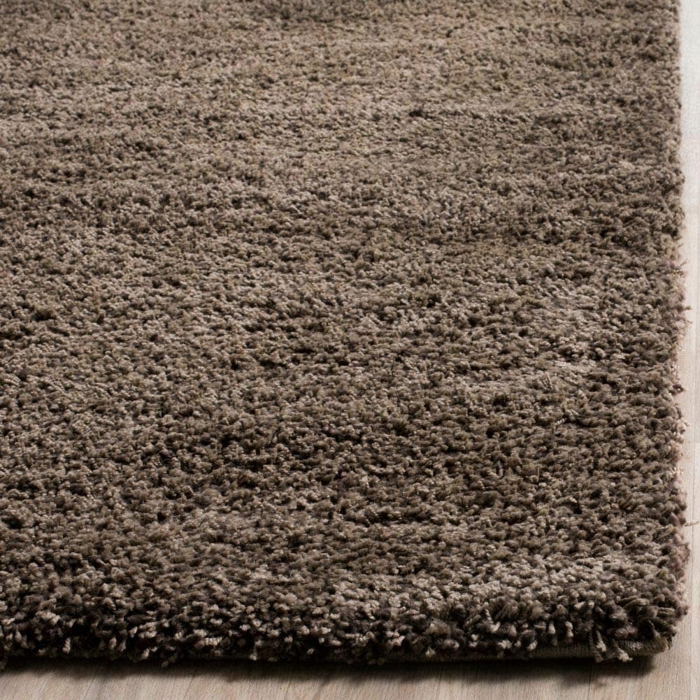 Mushroom brown shag rug full pile texture from above - RugNoor